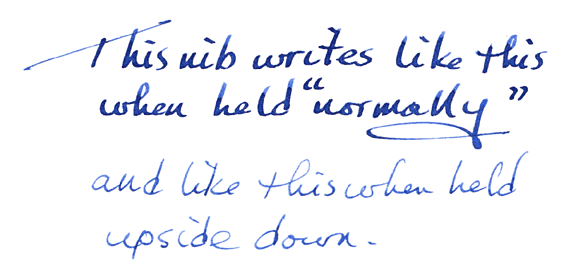 Writing sample showing two line styles
