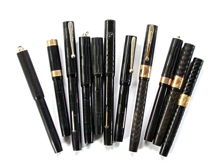 Assorted early Sheaffer and black hard rubber pens