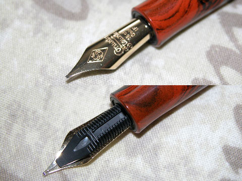The Churchill Italic Fine nib – italic ground on top, fine tip below